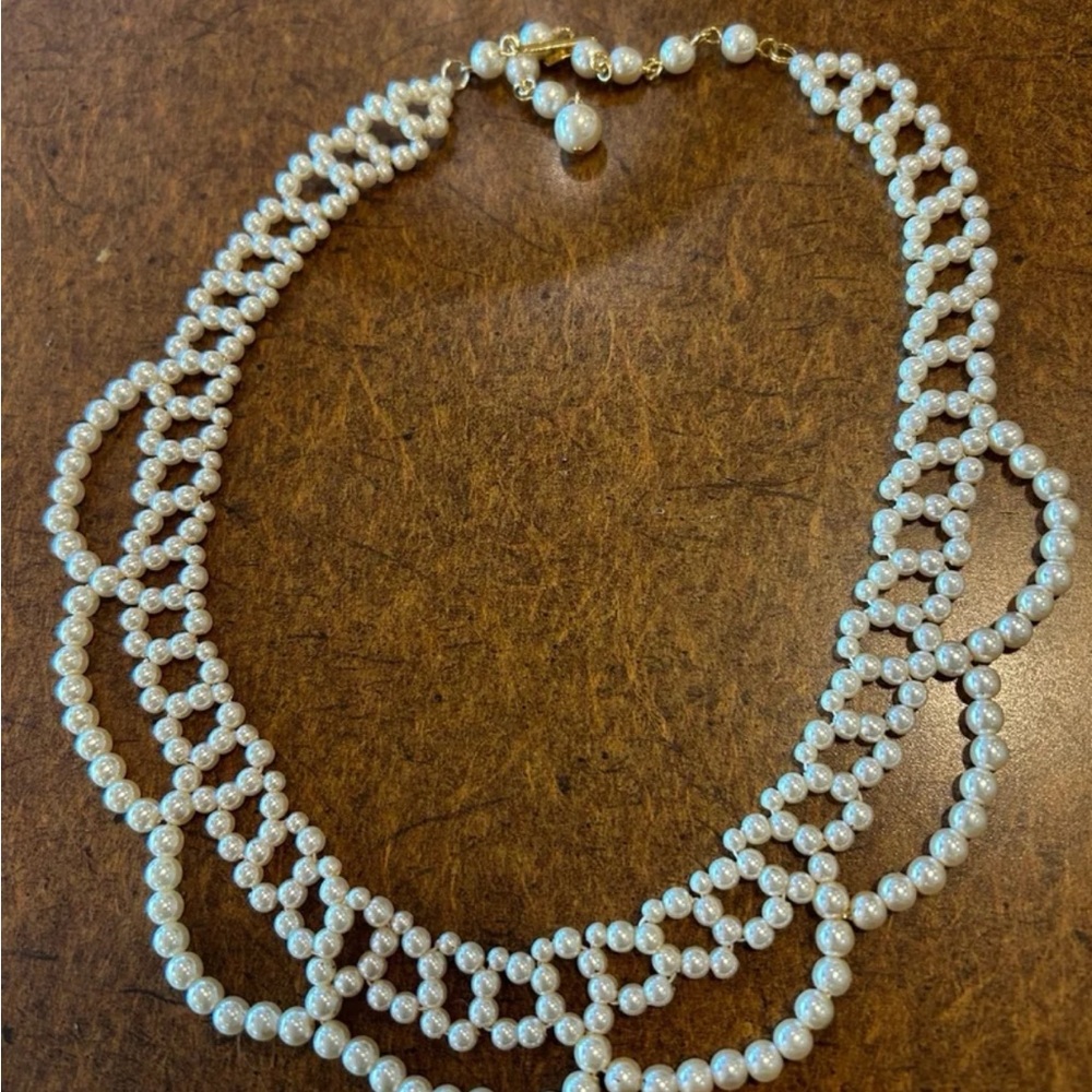 Avon White Multi-Strand Faux Pearl Necklace with Gold-Tone Accents Vintage1987